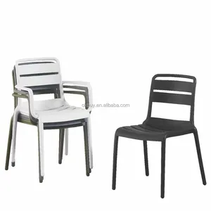 批发加厚塑料耐用轻质可叠放餐椅，带空心背，用于餐厅奶茶店