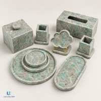 Ensemble de décoration d'intérieur en marbre vert amazonite Luca |   Plateau en pierre naturelle polie, boîte à bijoux, ornement de tasse, design personnalisé pour villa, taille sur mesure