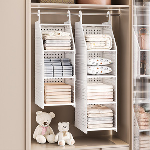 Hanging Wardrobe Storage Rack 3 Tier Vertical Organizer For Closet Bedroom Clothing Shoe Storage Hook Type Rectangular - Product Image 1