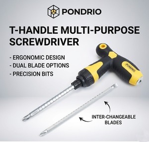 Destornillador <span class=keywords><strong>de</strong></span> Trinquete Profesional con Mango en T, Magnético, Acero 6150 Cr-V, Vástago Hexagonal, Tratado Térmicamente, para Trabajos con Destornillador Eléctrico - Product Image 1