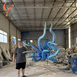 Su misura in fibra di vetro in resina di vetro a parete scultura di polpo a grandezza naturale <span class=keywords><strong>animale</strong></span> marino astratto per uso interno modello modello - Product Image 2