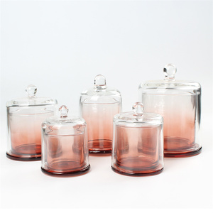 تصميم جديد بألوان مخصصة لجرار شموع زجاجية فاخرة فارغة وحاويات مع غطاء - Product Image 3