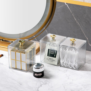 Acrylic Cosmetic Storage Box With Lid 2L For Makeup Pads Cotton Swabs Desktop Organizer Transparent Dustproof - Product Image 1