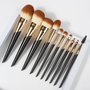 10 piezas de corrector Popular Taklon ecológico grueso mejor revisado Natural crea tu propio cepillo de maquillaje negro de venta completa plana - Product Image 6