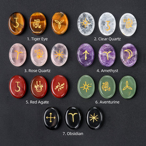 Juego de Piedras de Cristal Curativas con Runas de Bruja Gitana Grabadas Naturalmente, Curación, Miguel, Ranahael <span class=keywords><strong>Gabriel</strong></span>, Uriel 25mm 5mm - Product Image 5