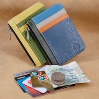 Portefeuille en cuir de première qualité pour permis de conduire, porte-monnaie zippé, porte-cartes unisexe en cuir de vachette première couche, design contrasté