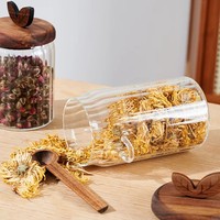Frascos de Vidrio Rayado al por Mayor con Tapas de Acacia, Frascos de Almacenamiento de Vidrio de Borosilicato Alto, Contenedores para Frutas Secas