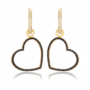 <b>Black</b> <b>Heart</b> DAngle Earrings Wholesale Turkish Handmade 925 Sterling Silver Jewelry - Product Image 2