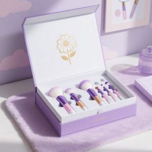 Customized Premium Biodegradable Eco Friendly Makeup Brushes Packaging Small Makeup Tool Brush <b>Set</b> Paper Box with Eva Insert - Product Image 1