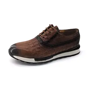 2024ホット販売製品Chaussures Homme Mocassins En Cuir Italienneメンズクロコダイルオックスフォードレザーシューズドレスシューズ