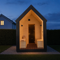 Rumah Sauna Kayu Bentuk A untuk Halaman Belakang, Termometer, Sendok, Aksesoris, Ruang Sauna Outdoor