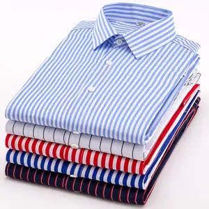 Men's Striped Dress Shirts Casual Style Fine Dress Clothes Classic Design Easy Care Shirts