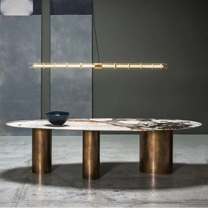 Ensemble table et chaises de salle à manger pour maison de design italien table à manger de luxe en pierre naturelle - Product Image 2