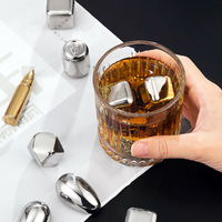 Pierres à glace réutilisables en acier inoxydable 304, cubes de glace métalliques, pierres réfrigérantes pour vin, bière, boissons, accessoires de bar