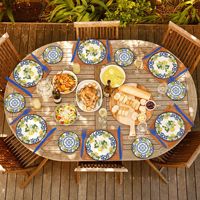 Assiettes en papier jetables modernes de marque LR, motif bleu, blanc et citron, imprimées UV, pour fêtes – Écologiques, haute qualité, livraison rapide