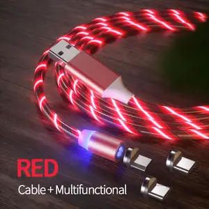 Levenslange Garantie Led Stromende Metalen Roterende Mobiele Telefoon Magnetische Type C Micro Snel Opladen Usb C Kabels Oplader Kabel 1M