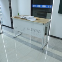 Ensemble de bureau et de chaise double pour enseignant, en acier, pour salle de classe moderne, avec plateau en bois durable et écologique