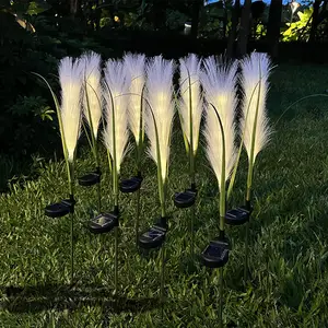 Nouveauté Lumière solaire extérieure intelligente à fleurs LED activée automatiquement en fibre optique étanche avec prise de terre et piquet