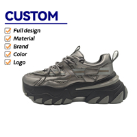 Zapatillas Deportivas Casuales con Plataforma para Hombre, Logotipo Personalizado, Tendencia de Moda 2026, de Cuero y Malla con Cordones, Zapatillas Chunky para Hombre