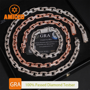 Chaîne cubaine personnalisée pour homme Hip Hop, moissanite, argent 925, sertie de diamants VVS, or rose, chaîne cubaine épaisse Miami, bijoux - Product Image 1