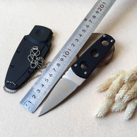 Couteau droit miniature léger EDC à porter au cou avec chaîne à billes pour équipement de plein air