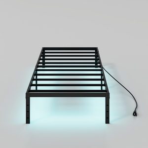 Cama <span class=keywords><strong>de</strong></span> hierro engrosada al mejor precio, estructura <span class=keywords><strong>de</strong></span> cama sencilla con tira <span class=keywords><strong>de</strong></span> luz, cama individual <span class=keywords><strong>de</strong></span> hierro especial para habitación <span class=keywords><strong>de</strong></span> alquiler - Product Image 2