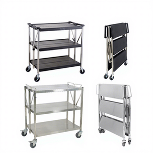 Carrello di Servizio Pieghevole in Acciaio Inox Heavybao, <span class=keywords><strong>Attrezzatura</strong></span> per Catering con Tubi Robusti per Ristoranti - Product Image 2
