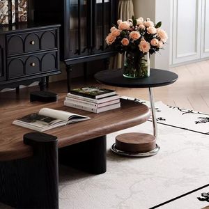 Wooden <b>Oval</b> <b>Coffee</b> <b>Table</b> 1.2m x 70cm Minimalist Design Living Room Furniture Hand-Brushed Finish Retro Style - Product Image 2