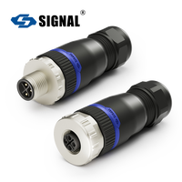 Connecteur aérospatial M12 S-Code SIGNAL - Assemblage plastique à verrouillage par vis Mâle/Femelle 2+PE/3+PE IP68 12A 630V Cuivre plaqué or