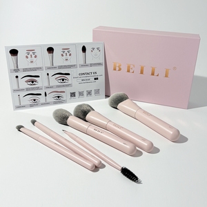 Juego de Brochas de Maquillaje Veganas Personalizadas de Viaje, con Pelo de Alta Calidad, para Base, Polvo, Iluminador, Sombras de Ojos y Difuminado - Product Image 3