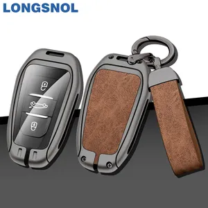 Longsnol chìa khóa xe trường hợp đối với Peugeot Retro Da xe Keychain phím Bag Bìa xe từ xa phụ kiện quan trọng