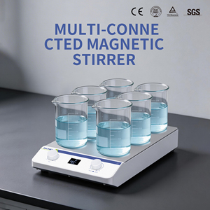 Agitateur magnétique multi-positions LICHEN MSM 3/6/9 stations 1500 tr/min, écran LCD + cadran laminé - pour mélange parallèle en laboratoire en pharmacie et en chimie - Product Image 1