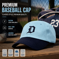 Gorras de Béisbol Personalizadas Más Vendidas al por Mayor, Gorra Curva de Dos Tonos Azul Claro y Marino, Gorra de Sarga de Algodón para Pedidos al por Mayor