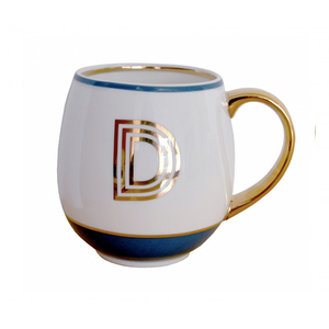 Tazza da Caffè in Ceramica <span class=keywords><strong>con</strong></span> Lettere Dorate all'Ingrosso, <span class=keywords><strong>Tazze</strong></span> Latte in Ceramica a Forma di Pancetta, Tazza Personalizzata <span class=keywords><strong>con</strong></span> Iniziali e Manico Dorato - Product Image 5