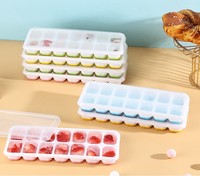 Bacs à glaçons empilables en PP + TPR à démoulage facile avec couvercle anti-débordement amovible, sans BPA, non toxique, écologique, de qualité alimentaire