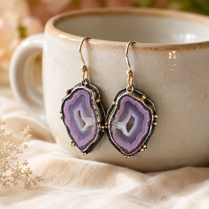 Orecchini Pendenti Vintage Bicolore con Pietre Viola e Rosse per Donne - Product Image 6