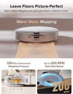 مكنسة روبوروك كيريفو كيرف الروبوتية بقوة شفط 22000 باسكال، تنظيف الأرضيات بالمسح، نظام مزدوج مضاد للتشابك، ممسحة 12 نيوتن، ماء دافئ، للاستخدام المنزلي مع نظام تحديد المسار بالليزر - Product Image 2