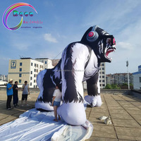 Decoraciones Inflables Gigantes para Eventos Publicitarios al Aire Libre Gorila Inflable con Audífonos para Escenario de DJ y Fiestas
