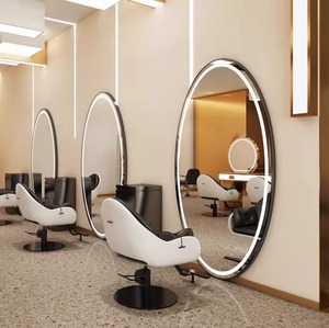 Miroir mural ovale demi-<span class=keywords><strong>lune</strong></span> avec lumières pour salon de coiffure, services de permanente, de teinture et de coupe de cheveux - Product Image 6