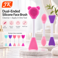 Pinceau applicateur de masque en argile de silicone Jinke 2 en 1, poils doux, double face, nettoyage du visage, poignée antidérapante, 15 cm, réutilisable