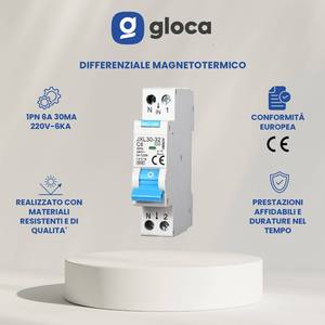 โกลก้า อาร์ซีโบ มินิเซอร์กิตเบรกเกอร์ 1P+N 6A 30Ma 220V C6 1 โมดูล ติดตั้งบนรางดิน - Product Image 2