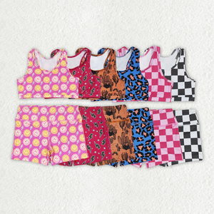 Conjunto de Ropa de Yoga sin Mangas para Niñas, Chaleco con Estampado de Cactus y Leopardo, Ropa de Yoga para Niñas, Conjuntos de Ropa de Verano para Natación - Product Image 1