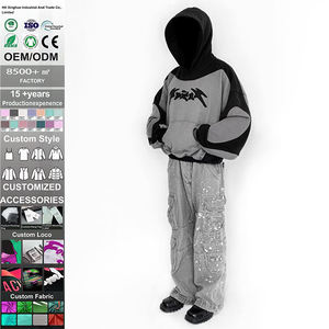 Sweat à capuche surdimensionné en polyester lourd avec impression de logo personnalisé de haute qualité, col rond, cordon de serrage, imperméable, automne - Product Image 1