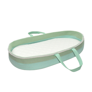 Custom Waterproof Pad Baby Nursery Cotton Rope Moses Diaper Changing Basket with Soft <b>Mattress</b> Blankets - Product Image 5