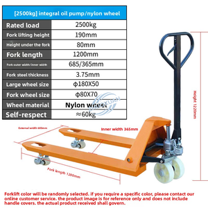 Carretilla Elevadora Manual Hidráulica Portátil de 80 mm, Capacidad de 2.5 Toneladas, Ruedas Sólidas de Nailon PU, Uso en Interiores y Exteriores en Terrenos Difíciles - Product Image 5