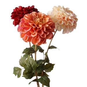 Fleurs artificielles haut de gamme réalistes à double pétale, Dahlia en pleine floraison, Chrysanthème couleur automne, avec tige, pour la maison, l'extérieur et les mariages, texture douce - Product Image 5