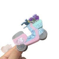Nouveauté : Pinces à cheveux amusantes style vintage, ensemble de pinces en acrylique holographique avec motifs ours et guitare