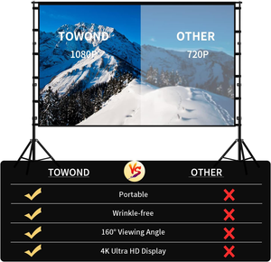 Pantalla de Proyección Portátil de 120 Pulgadas 16:9 Sin Arrugas, Pantalla de Cine 4K HD para Proyección Frontal y Trasera, para Cine en Casa y Jardín - Product Image 3