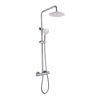 Mitigeur de douche thermostatique moderne en laiton brossé, monocommande, mural, avec cartouche céramique, barre coulissante et douchette pluie pour villa et hôtel