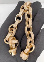 Bracelet cubain élégant en or 14 carats serti de diamants, haute qualité, certifié IGI, coupe personnalisée, bijoux de mode pour femmes et hommes, cadeau